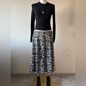 Vintage 1993 Studio Purple & Green Floral A-Line Button Up Skirt